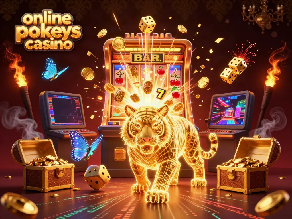 Experience thrilling gaming action at an online pokies casino with exciting visuals and vibrant colors.