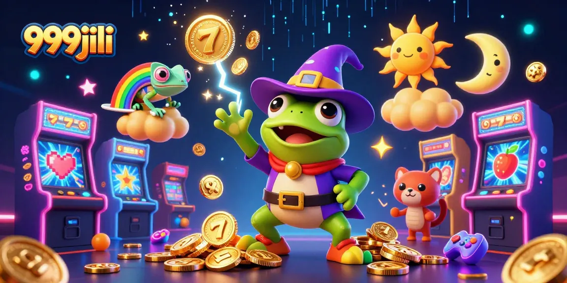 999jili transports players into a vibrant 3D casino world with golden coins and slot reels.