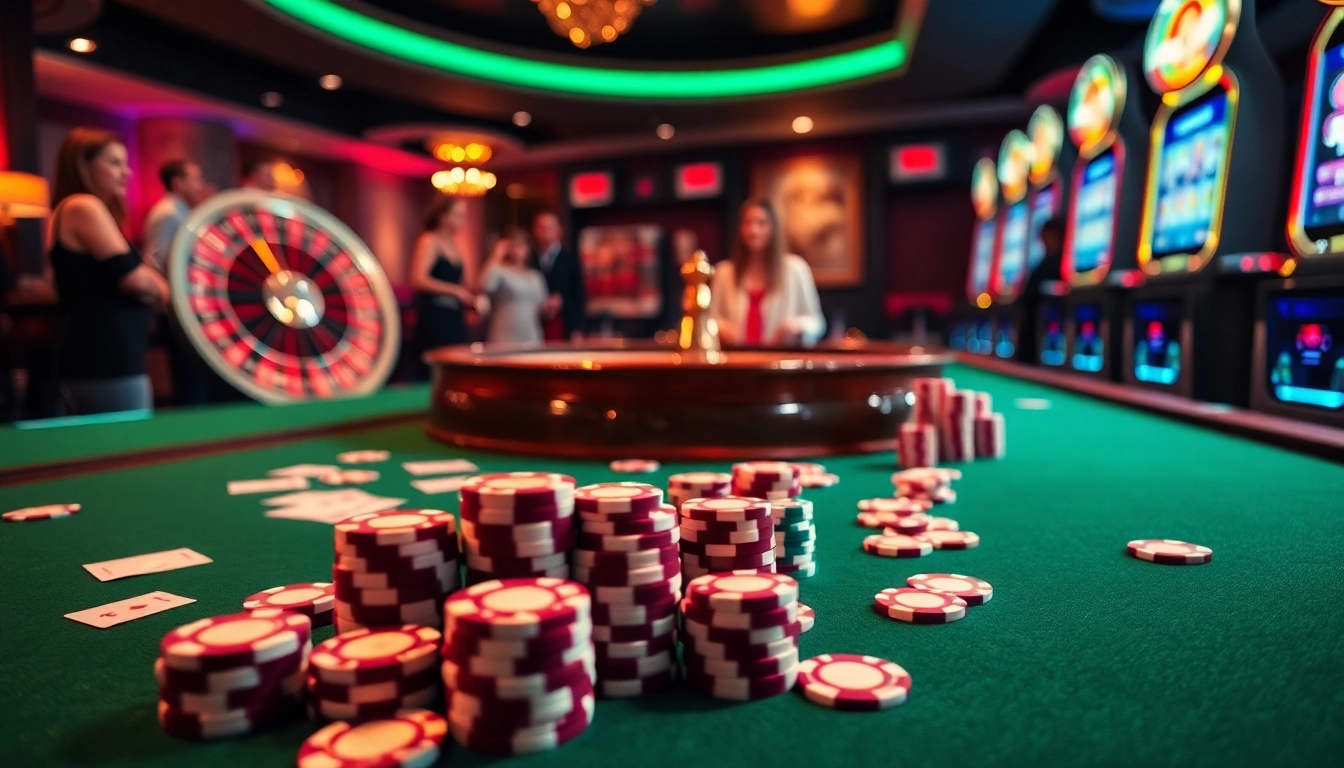 Experience the thrill of cm88 com with engaging casino games at luxurious tables featuring vibrant poker chips.
