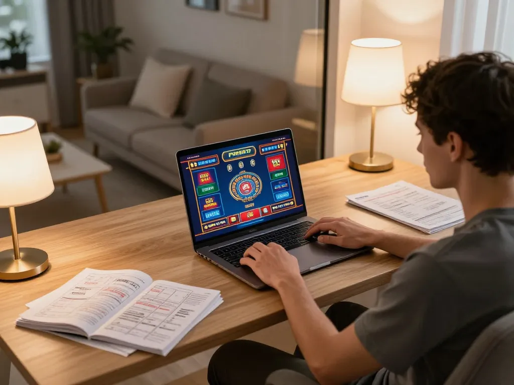 Playing online casino games on okfun with immersive graphics and strategic gameplay elements visible