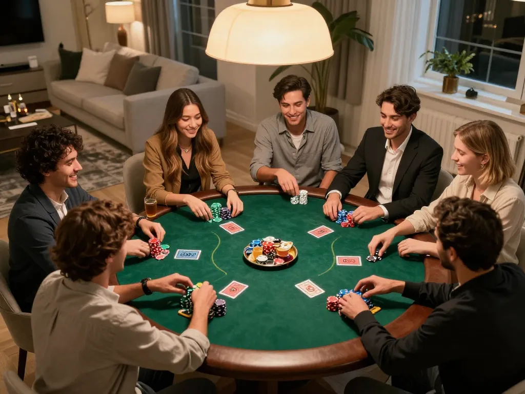 Players enjoying an exciting poker game night at home, showcasing mm 88 strategy and excitement.