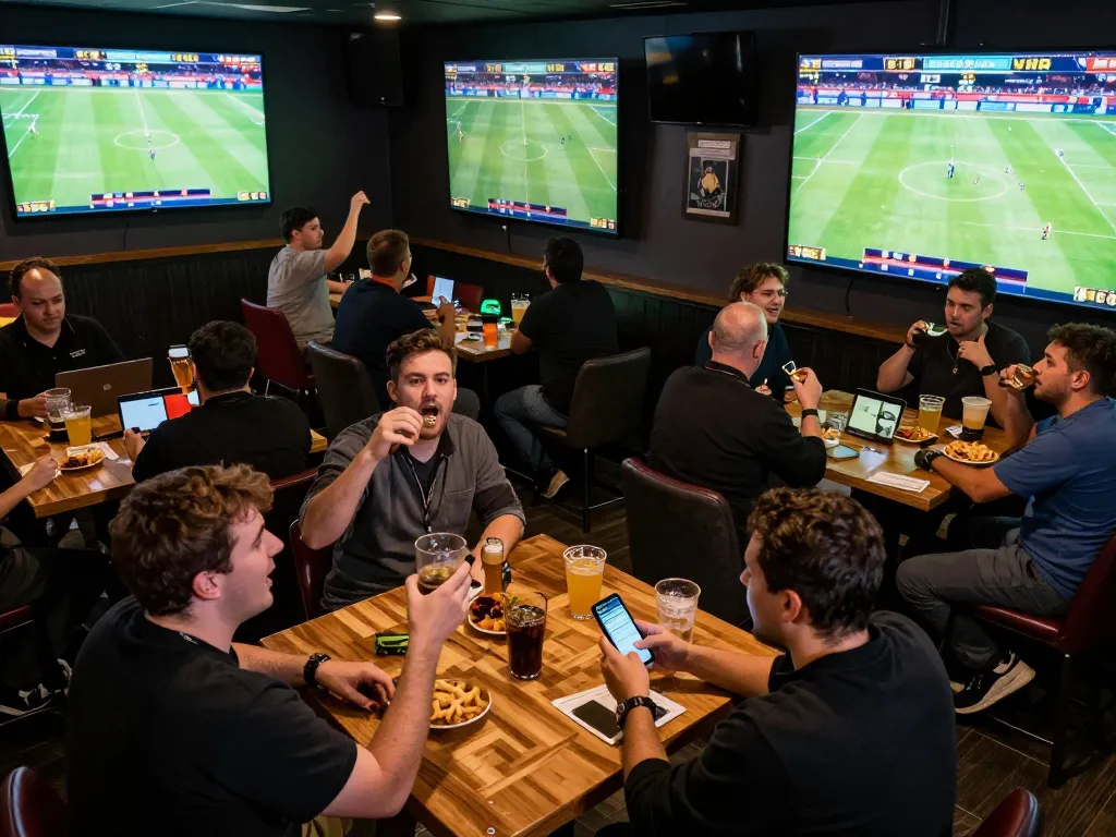 Engaging scene of sports betting with individuals using the zo win app amid the excitement of live games