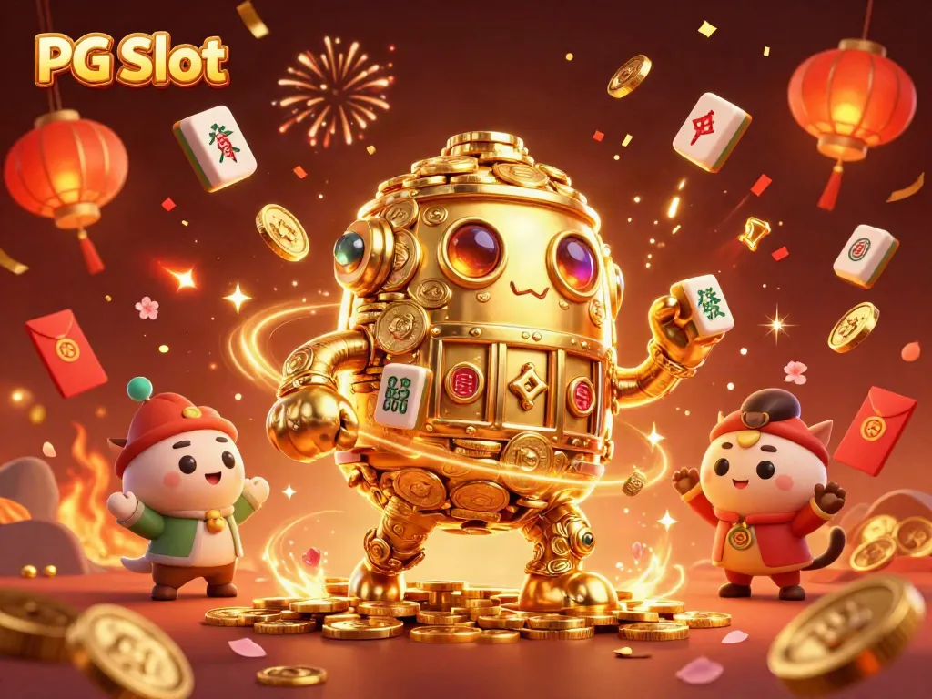 Experience the PG Slot magic with vibrant golden golems and festive casino elements.