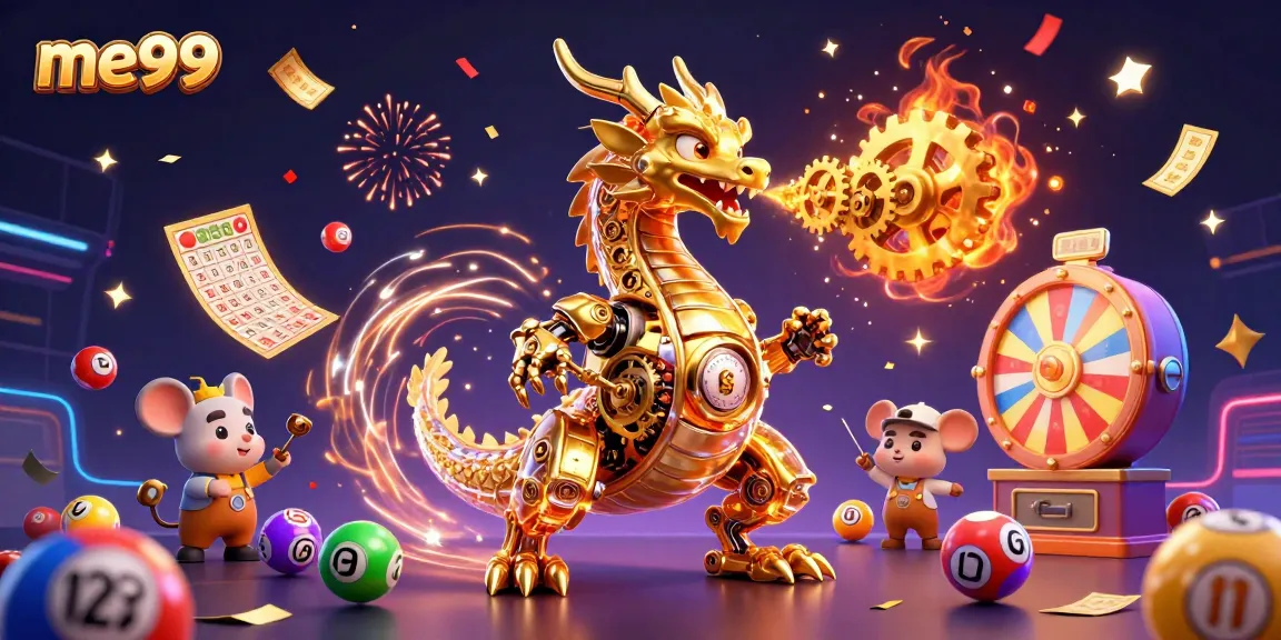 Engage in thrilling gameplay at me99 with vibrant lottery balls and a golden dragon!