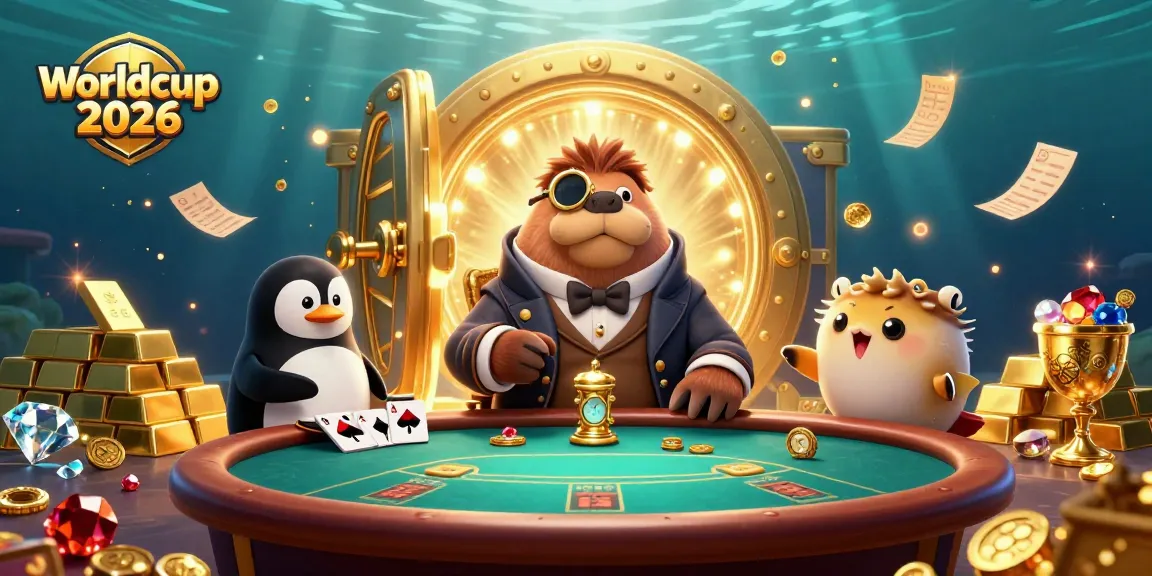 Bet on the Worldcup 2026 with this dynamic 3D illustration, showcasing vibrant underwater poker action.