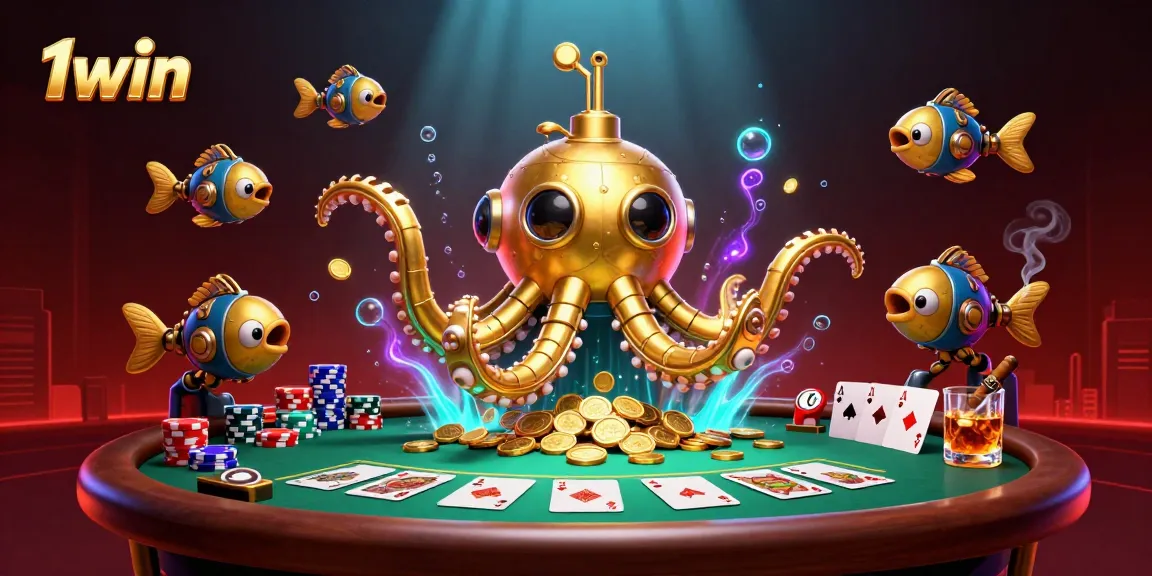 Play exciting games at 1win with vibrant poker tables and golden winnings.