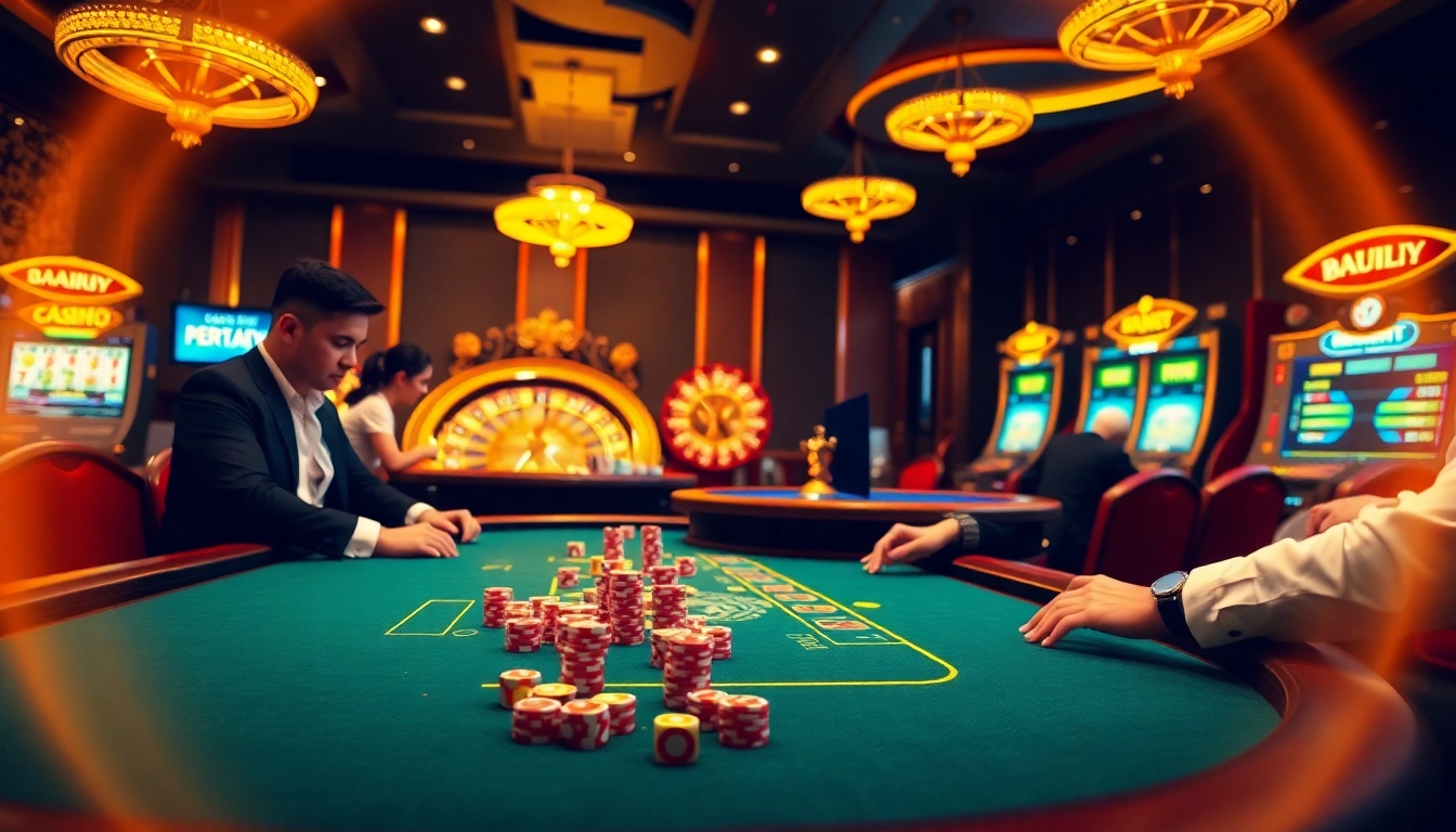 Experience the thrill of high-stakes gaming at cm88.com with vibrant poker tables and exciting casino elements.