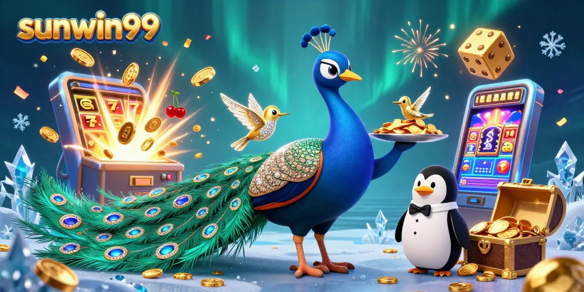 Experience jackpot excitement with sunwin99's colorful casino scene featuring vibrant characters and games.