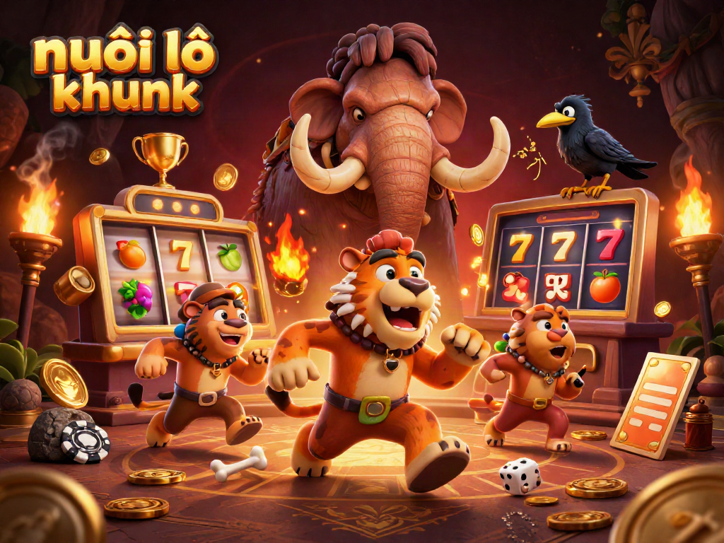 Engage in nuôi lô khung with our vibrant 3D casino scene showcasing energized characters and exciting game elements.