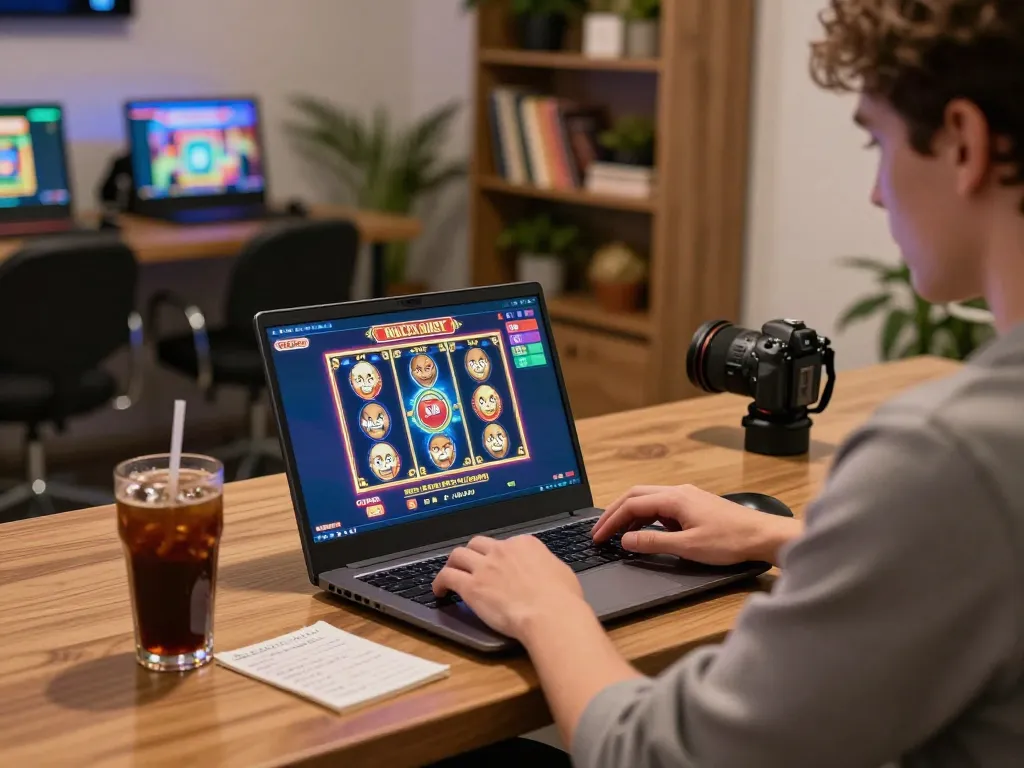 Engaging player enjoying online gaming at https://phpvip9.com.ph/ with laptop at home