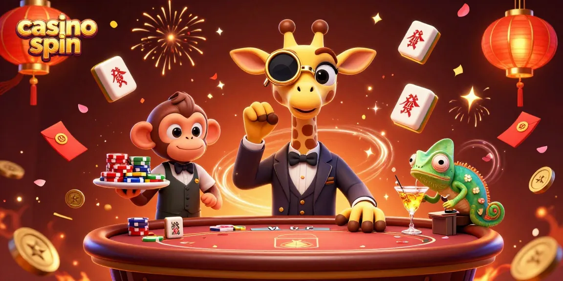 Experience thrilling casino spin action with a high-roller giraffe, monkey valet, and chameleon bartender.