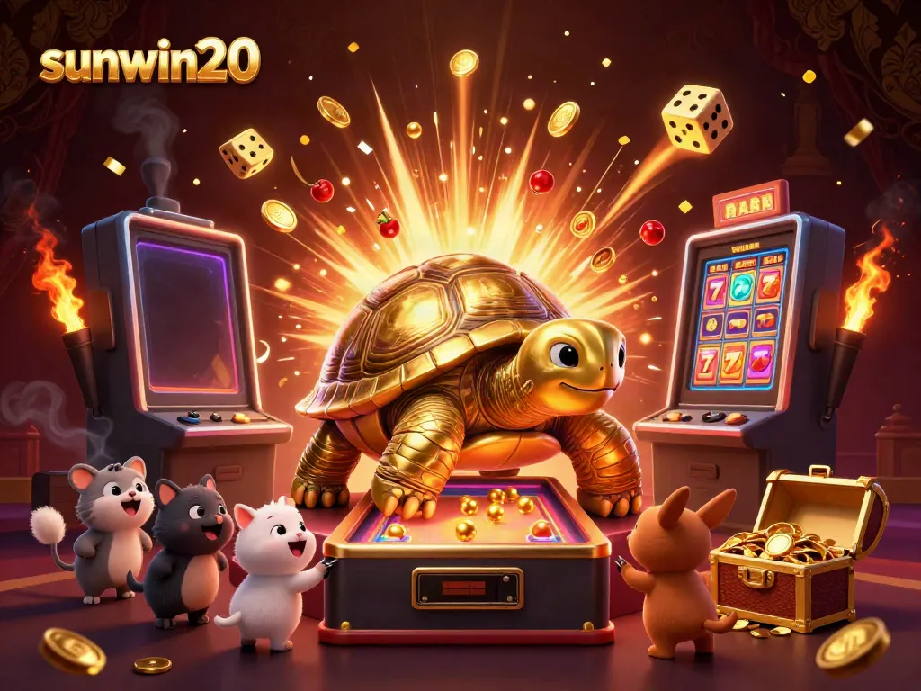 Play thrilling slots at sunwin20 with a massive pinball tortoise and golden treasures.