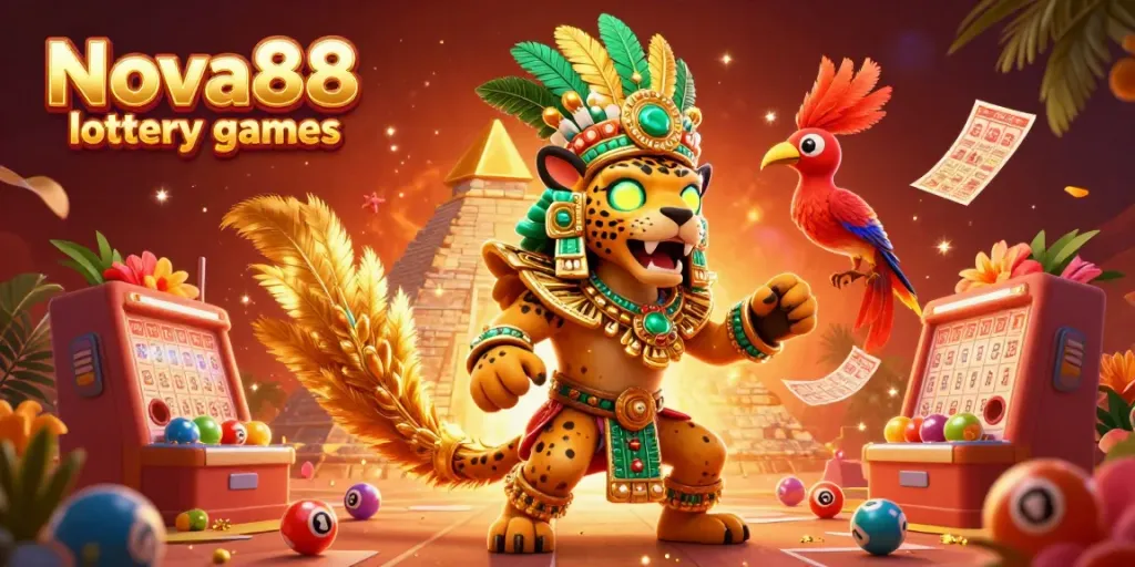 Experience the thrill of Nova88 lottery games with vibrant characters and exciting ticket elements!
