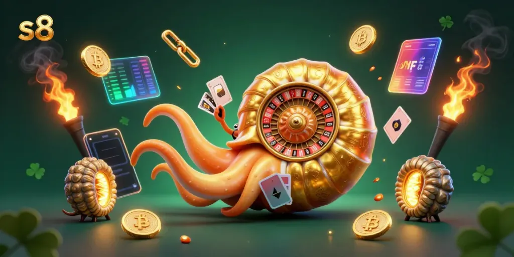 Experience thrilling jackpots at s8 with the giant nautilus roulette and glowing crypto coins.