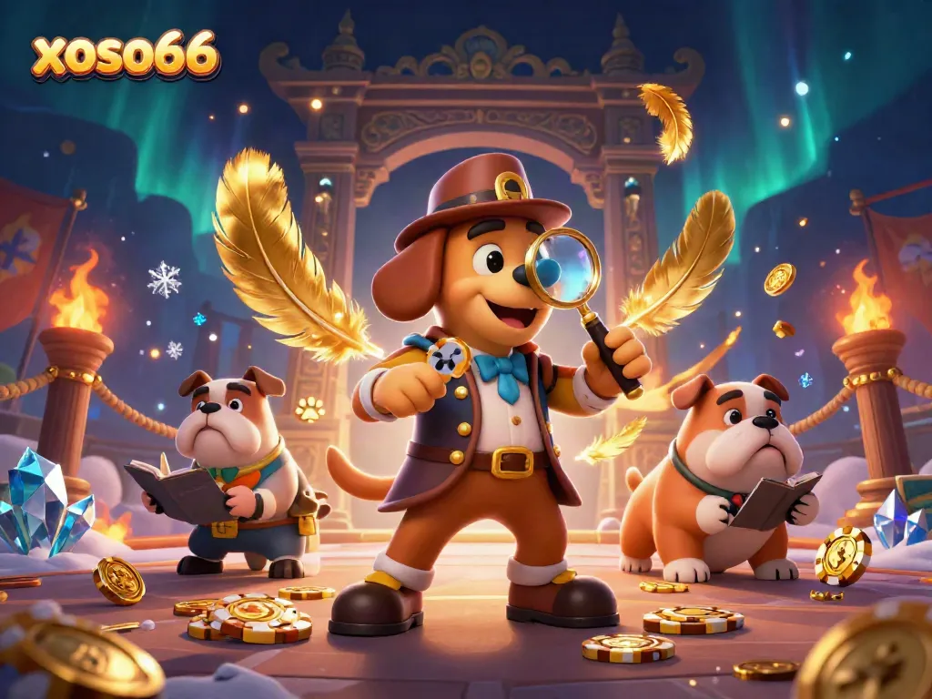 Engage in thrilling adventures with xoso66 detective characters as they discover golden poker chips in an exciting casino scene.