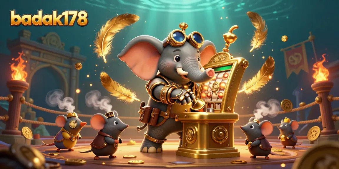 Play with badak178's golden slot machine in an enchanting steampunk casino scene.