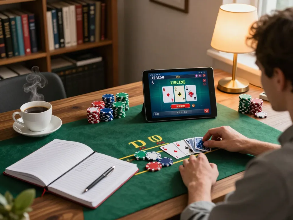 Người chơi tham gia trên KO66 tận hưởng trò chơi blackjack dealer trực tiếp trên máy tính bảng tại nhà, thể hiện cách chơi chiến lược.