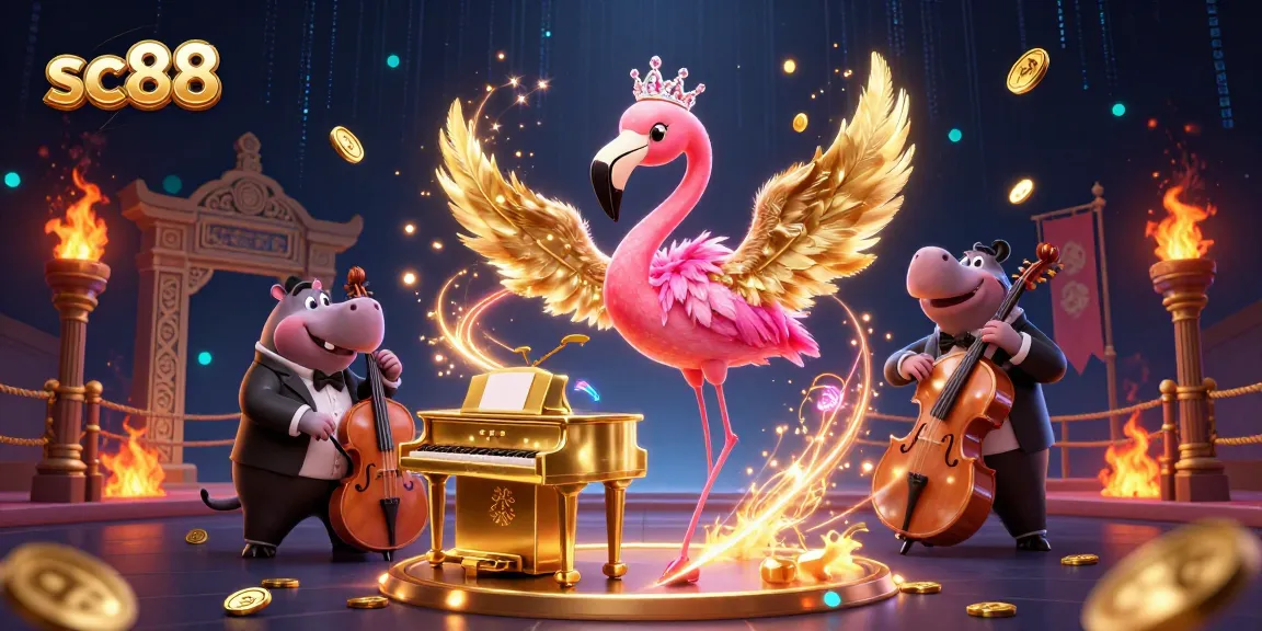 sc88 showcase vivid casino action featuring lounge singer flamingo and hippo bassist on stage