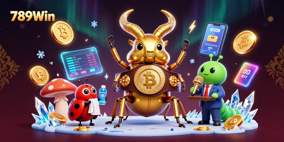 Experience exhilarating gameplay with 789Win's vibrant casino scene featuring animated characters and cryptocurrency elements.