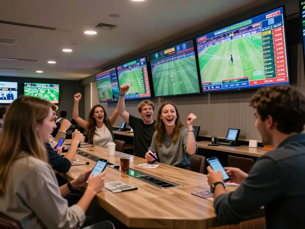 Experience kp 88 live sports betting excitement with friends in a vibrant lounge atmosphere