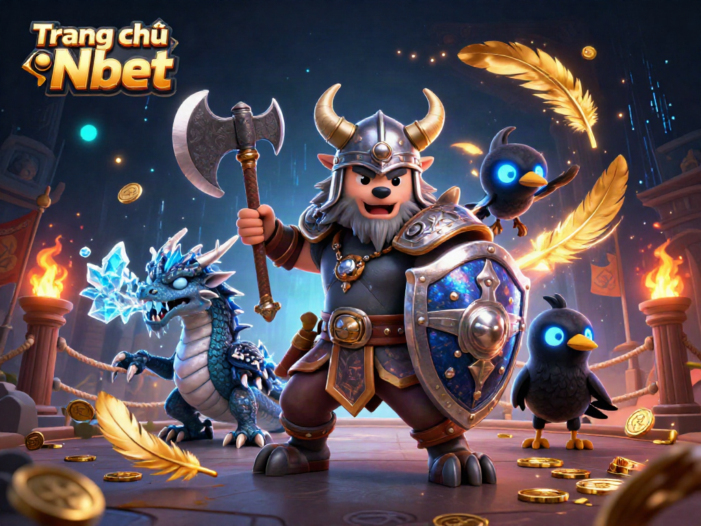 Engage with Trang chủ Nbet's thrilling features in this dynamic 3D casino illustration.