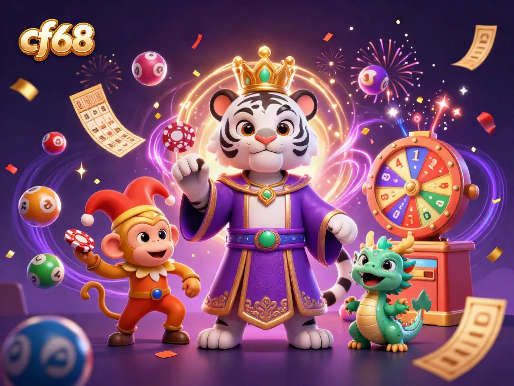 Engage in thrilling games at cf68 with vibrant lottery elements and action-packed casino atmosphere.