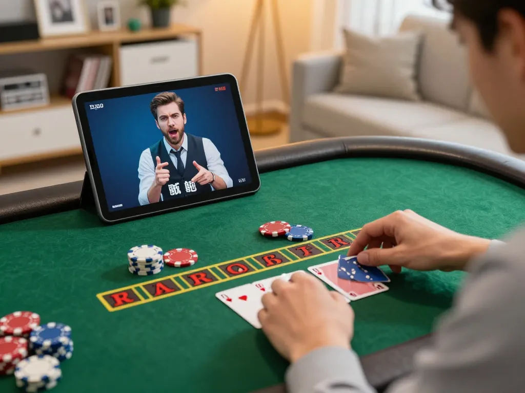 Playing da ga88 online blackjack live, engaging with dealer and gameplay on tablet.