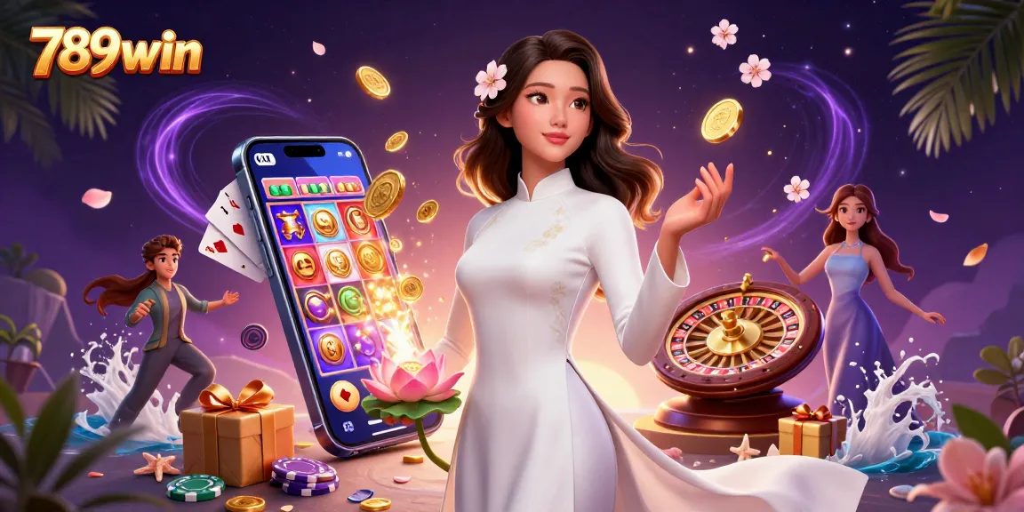 Experience thrilling gameplay with 789win's vibrant casino scene featuring dynamic slot gaming elements.