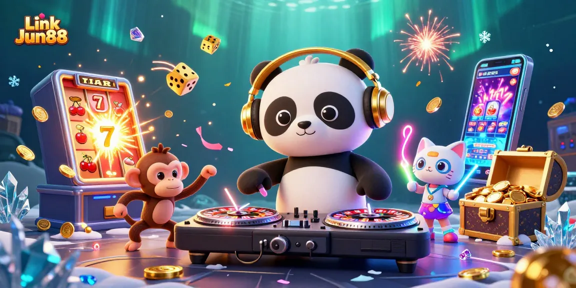 Engage in exhilarating gameplay at Link Jun88 with vibrant 3D characters amidst dynamic casino elements.