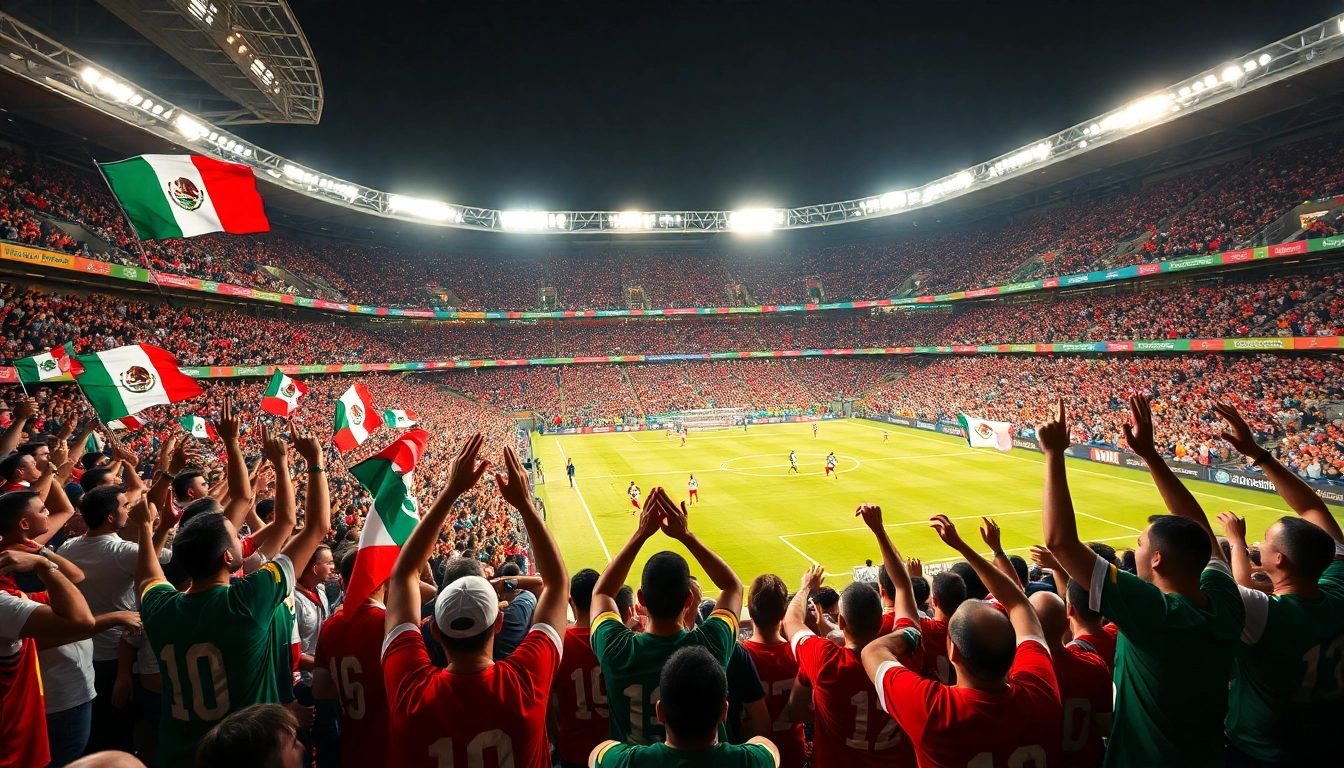 Exciting football match in giải vô địch quốc gia mexico with vibrant fans and players in action.
