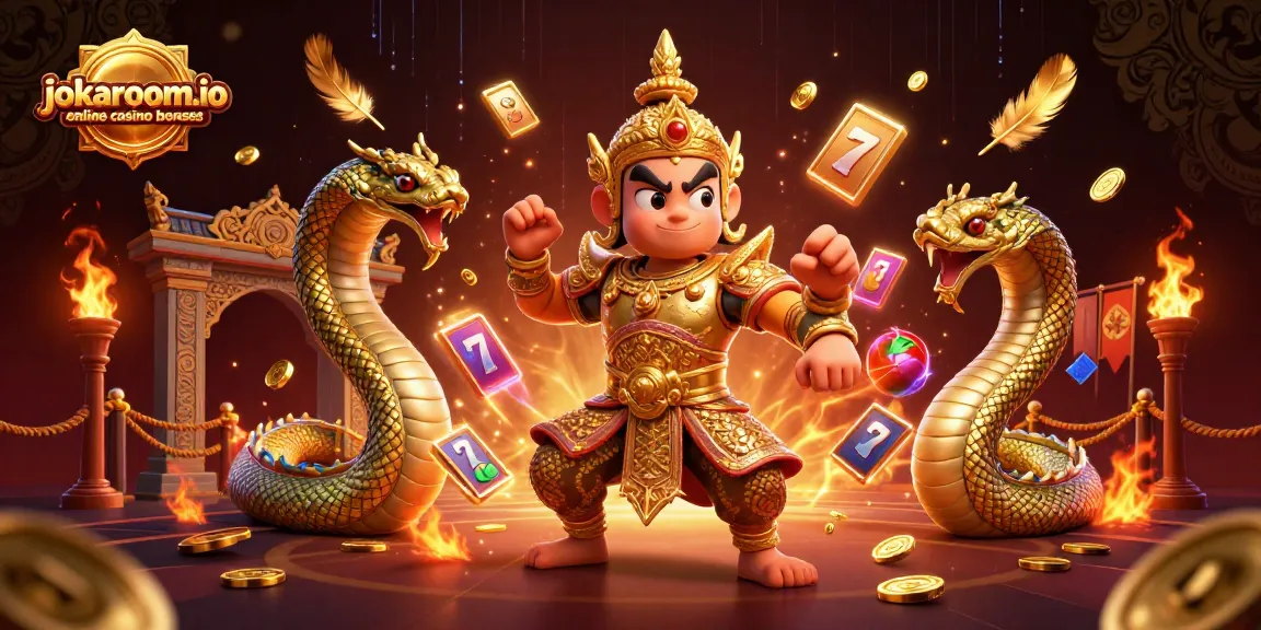Engage with jokaroom.io online casino bonuses in a vibrant 3D casino illustration filled with exciting gaming symbols.